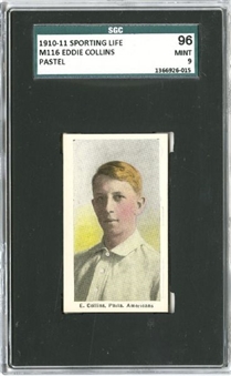 1910-11 M116 Sporting Life Eddie Collins, "300 Subjects" Back - SGC 96 MINT 9 "1 of 1!"